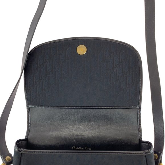 Christian Dior Dior Vintage Trotter Black Gold Hardware Canvas Leather Shoulder - Picture 9 of 10